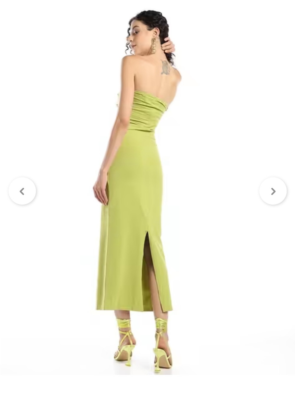 ASOS Twist Bodice Bandeau Bodycon Strapless Midi/Maxi Dress Sz 10 Lime Green NWT - Picture 2 of 9
